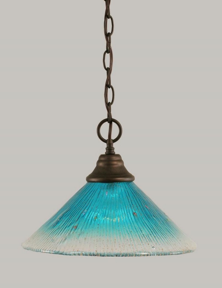 Toltec Lighting-10-BRZ-448-Any - 1 Light Chain Hung Pendant-9.75 Inches Tall and 12 Inches Wide Bronze Teal Crystal Any - 1 Light Chain Hung Pendant-9.75 Inches Tall and 12 Inches Wide