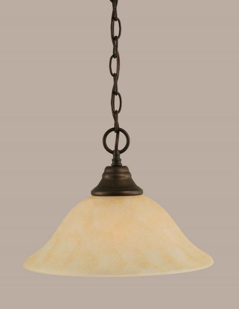 Toltec Lighting-10-BRZ-523-Any - 1 Light Chain Hung Pendant-9.5 Inches Tall and 12 Inches Wide Bronze Amber Marble Any - 1 Light Chain Hung Pendant-9.5 Inches Tall and 12 Inches Wide