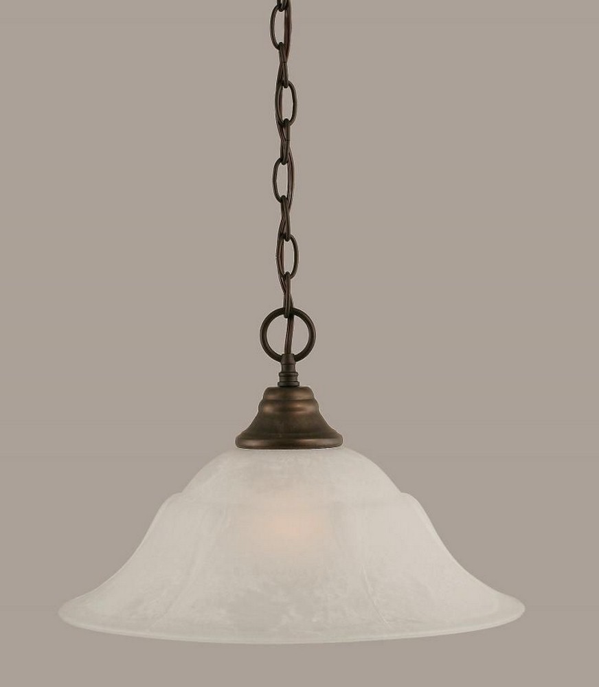 Toltec Lighting-10-BRZ-53615-Hung-One Light Chain Pendant-15 Inches Wide by 11.5 Inches High   Bronze Finish with White Marble Glass