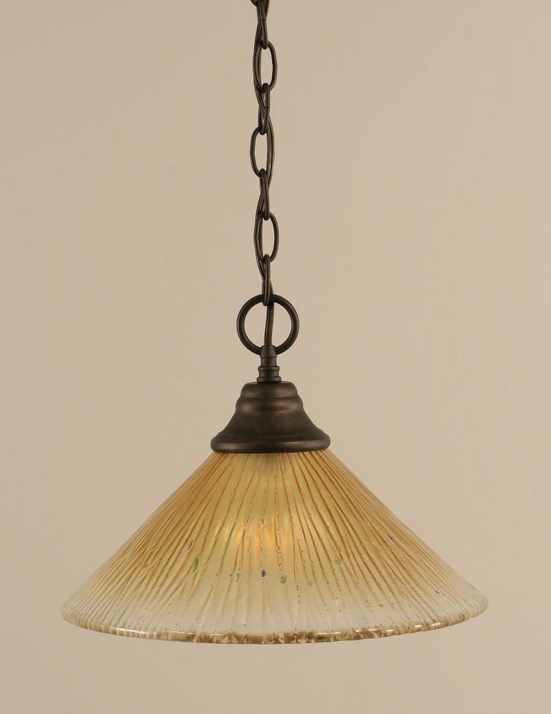 Toltec Lighting-10-BRZ-700-Any - 1 Light Chain Hung Pendant-9.75 Inches Tall and 12 Inches Wide Bronze Amber Crystal Any - 1 Light Chain Hung Pendant-9.75 Inches Tall and 12 Inches Wide