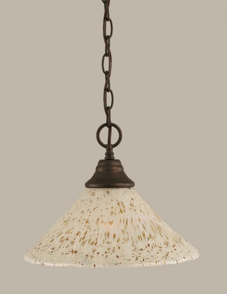 Toltec Lighting-10-BRZ-702-Any - 1 Light Chain Hung Pendant-10 Inches Tall and 12 Inches Wide Bronze Gold Ice Brushed Nickel Finish with Gold Champagne Crystal Glass