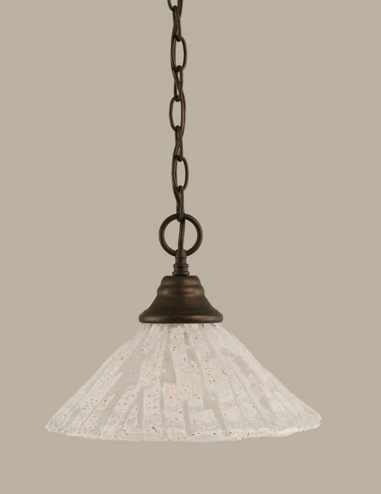 Toltec Lighting-10-BRZ-709-Any - 1 Light Chain Hung Pendant-9.25 Inches Tall and 12 Inches Wide Bronze Italian Ice Bronze Finish with Charcoal Spiral Glass