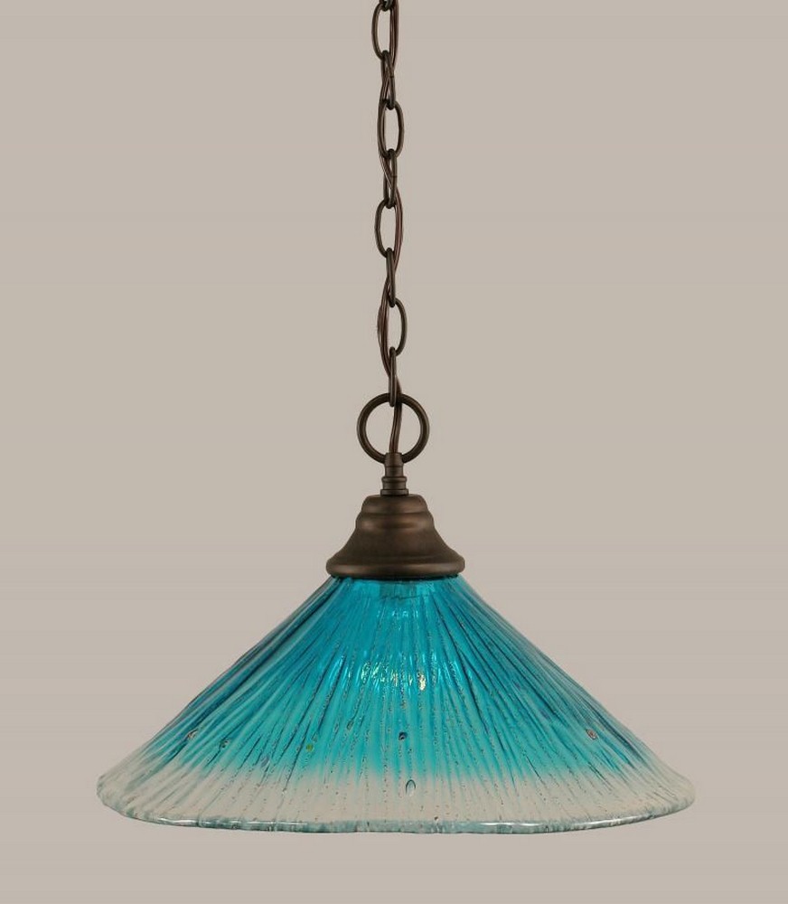 Toltec Lighting-10-BRZ-715-Any - 1 Light Chain Hung Pendant-10.5 Inches Tall and 16 Inches Wide Bronze Teal Crystal Brushed Nickel Finish with Italian Ice Glass