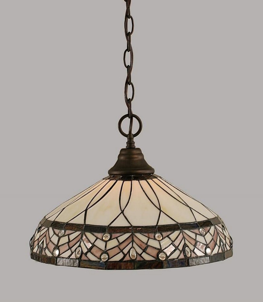 Toltec Lighting-10-BRZ-948-One Light 16 Inch Chain Hung Pendant-16 Inches Wide by 12.5 Inches High   Bronze Finish with Royal Merlot Tiffany Glass
