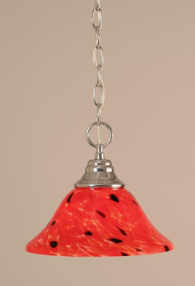 Toltec Lighting-10-CH-116-Hung-One Light Chain Pendant-14 Inches Wide by 9.75 Inches High   Chrome Finish with Volcano Glass