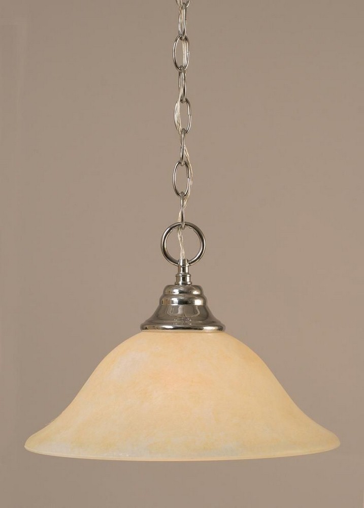 Toltec Lighting-10-CH-523-Hung-One Light Chain Pendant-14 Inches Wide by 9.75 Inches High   Chrome Finish with Amber Marble Glass