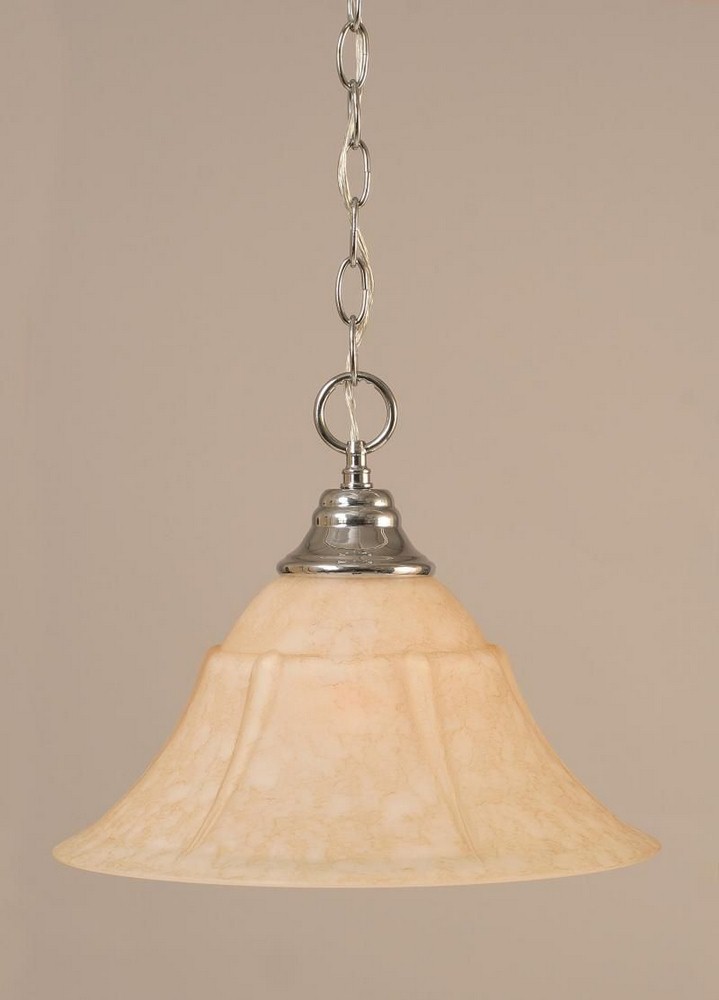 Toltec Lighting-10-CH-53318-Hung-One Light Chain Pendant-14 Inches Wide by 10.75 Inches High   Chrome Finish with Italian Marble Glass