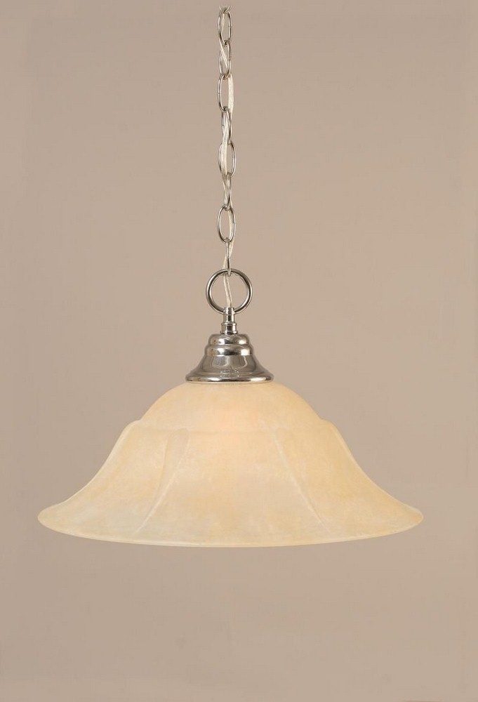 Toltec Lighting-10-CH-53613-Hung-One Light Chain Pendant-15 Inches Wide by 11.5 Inches High   Chrome Finish with Amber Marble Glass