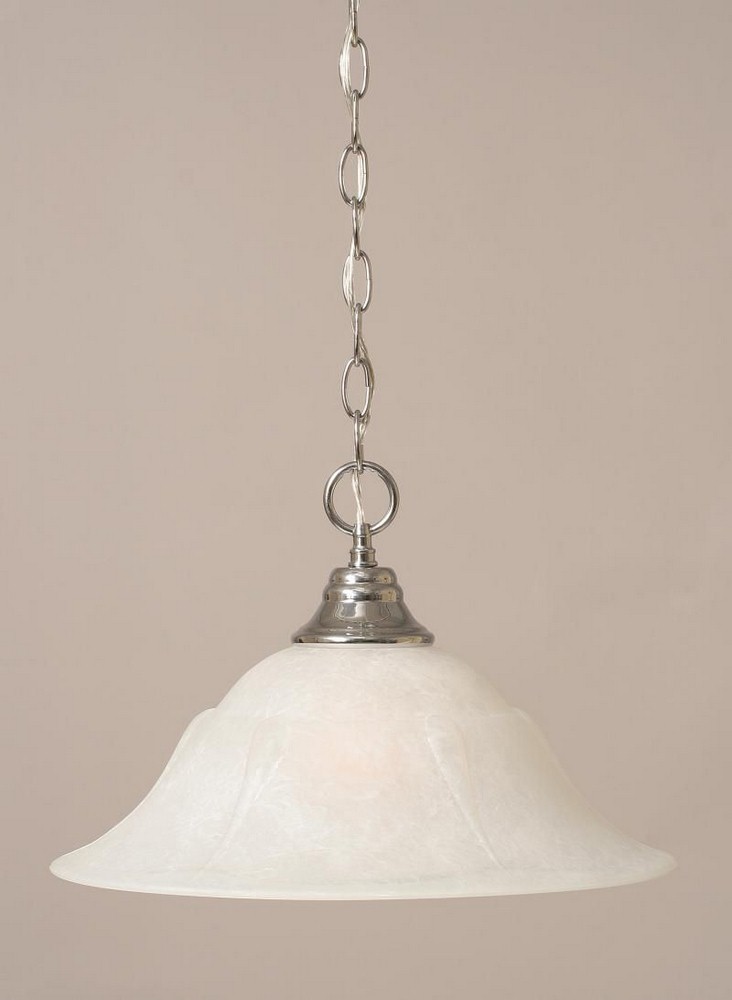 Toltec Lighting-10-CH-53615-Hung-One Light Chain Pendant-15 Inches Wide by 11.5 Inches High   Chrome Finish with White Marble Glass