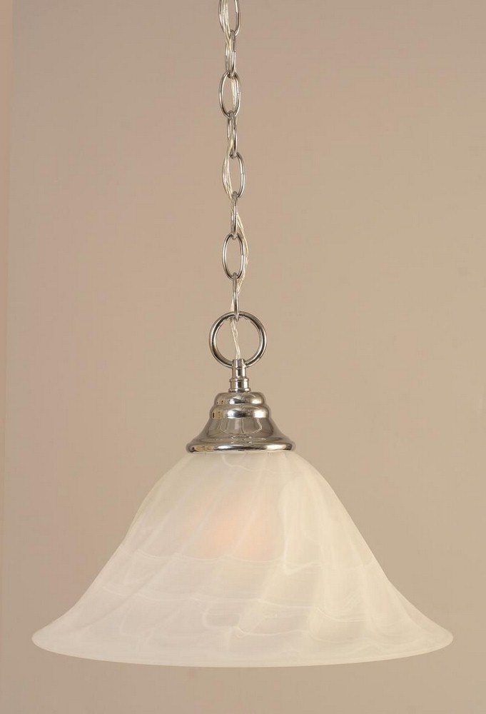 Toltec Lighting-10-CH-5731-Hung-One Light Chain Pendant-14 Inches Wide by 10.75 Inches High   Chrome Finish with White Alabaster Swirl Glass
