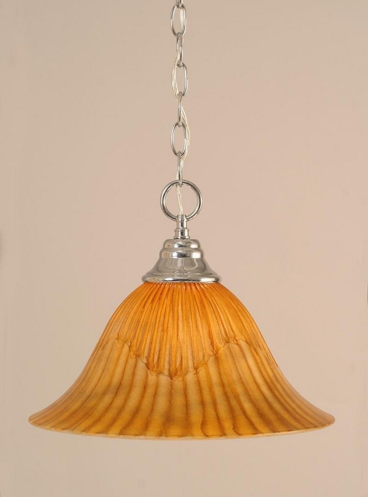 Toltec Lighting-10-CH-58319-Hung-One Light Chain Pendant-14 Inches Wide by 10.75 Inches High   Chrome Finish with Tiger Glass