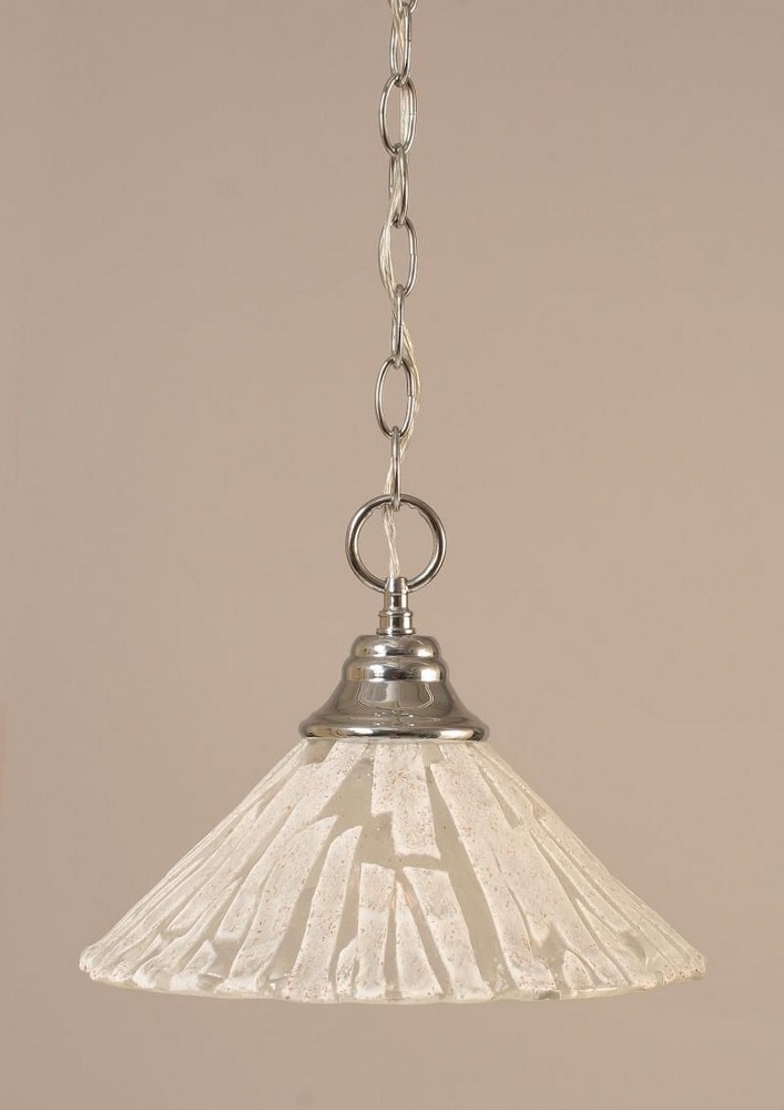 Toltec Lighting-10-CH-709-Hung-One Light Chain Pendant-14 Inches Wide by 9.75 Inches High   Chrome Finish with Italian Ice Glass