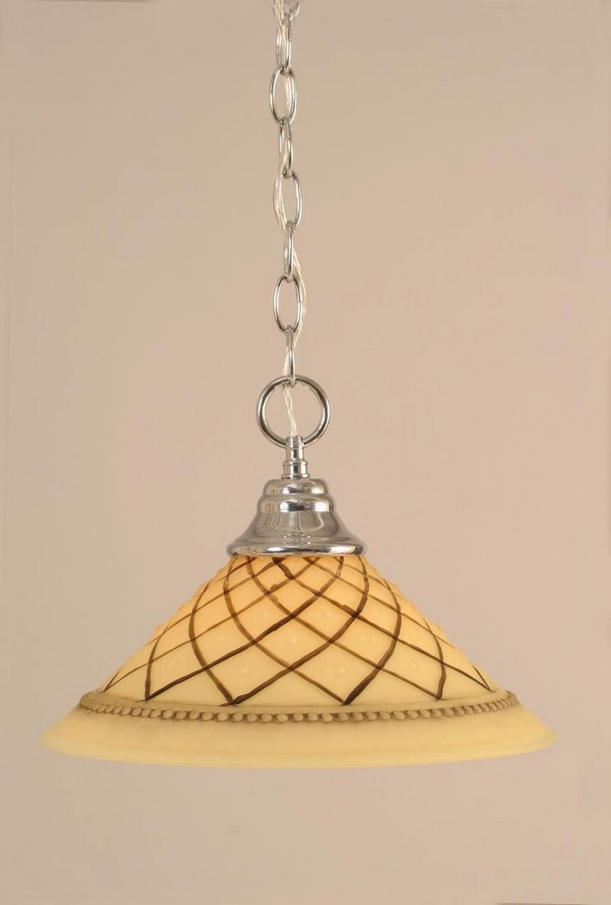 Toltec Lighting-10-CH-7182-Hung-One Light Chain Pendant-14 Inches Wide by 9.75 Inches High   Chrome Finish with Chocolate Icing Glass