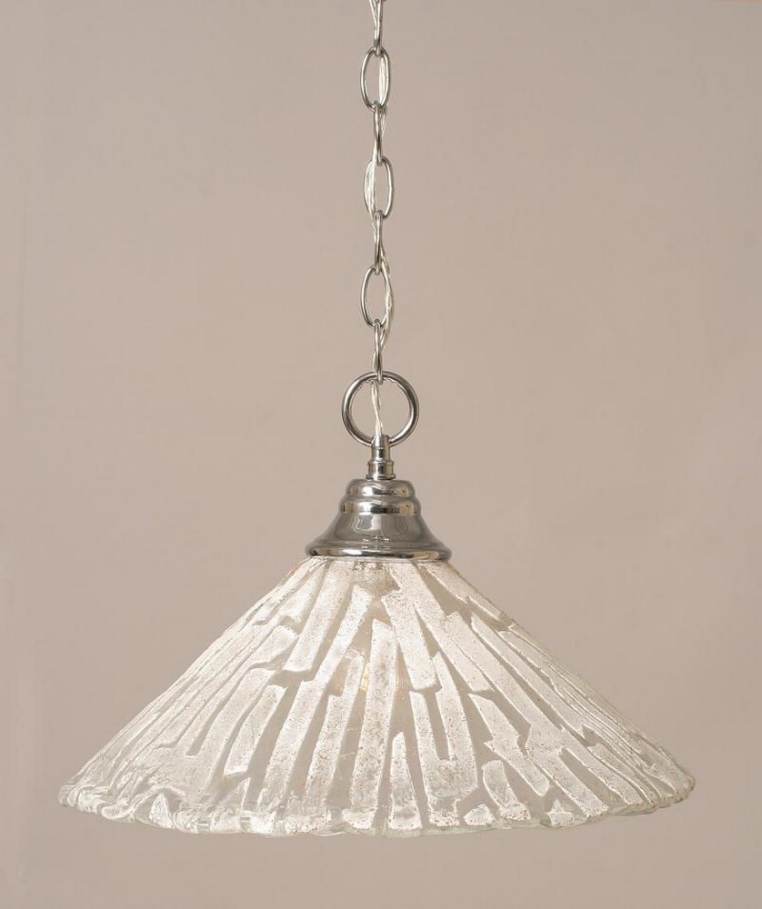 Toltec Lighting-10-CH-719-Hung-One Light Chain Pendant-15 Inches Wide by 11.5 Inches High   Chrome Finish with Italian Ice Glass
