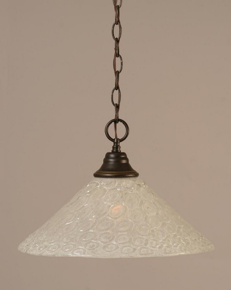 Toltec Lighting-10-DG-411-Hung-One Light Chain Pendant-15 Inches Wide by 11.5 Inches High   Dark Granite Finish with Italian Bubble Glass