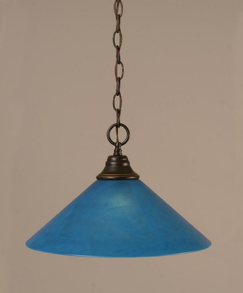 Toltec Lighting-10-DG-415-Hung-One Light Chain Pendant-15 Inches Wide by 11.5 Inches High   Dark Granite Finish with Blue Italian Glass