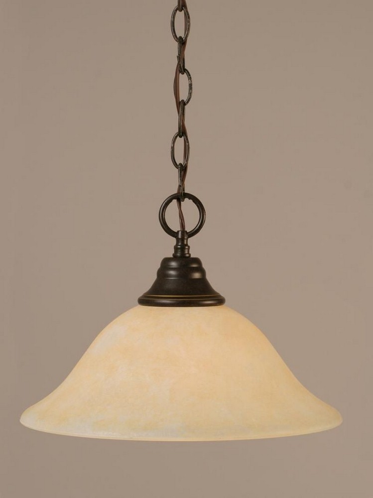 Toltec Lighting-10-DG-523-Hung-One Light Chain Pendant-14 Inches Wide by 9.75 Inches High   Dark Granite Finish with Amber Marble Glass