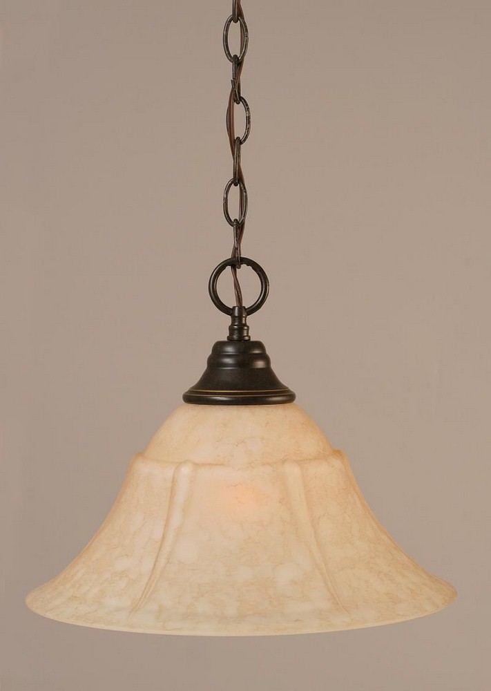 Toltec Lighting-10-DG-53318-Hung-One Light Chain Pendant-14 Inches Wide by 10.75 Inches High   Dark Granite Finish with Italian Marble Glass