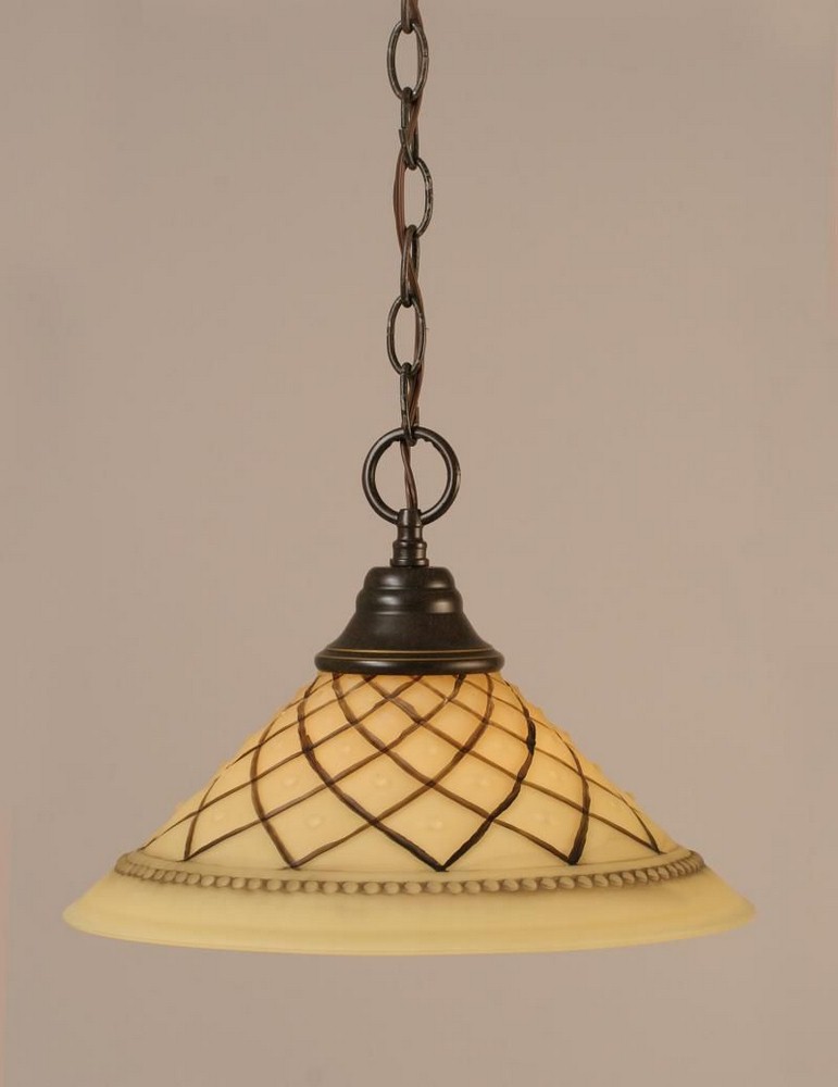 Toltec Lighting-10-DG-7182-Hung-One Light Chain Pendant-14 Inches Wide by 9.75 Inches High   Dark Granite Finish with Chocolate Icing Glass