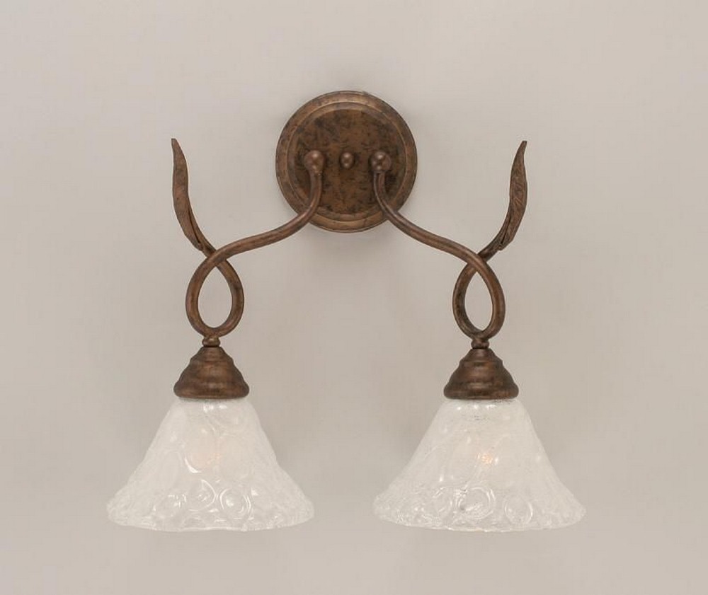 Toltec Lighting-110-BRZ-451-Leaf-Two Light Wall Sconce-7.5 Inches Wide by 14.5 Inches High   Bronze Finish with Italian Bubble Glass