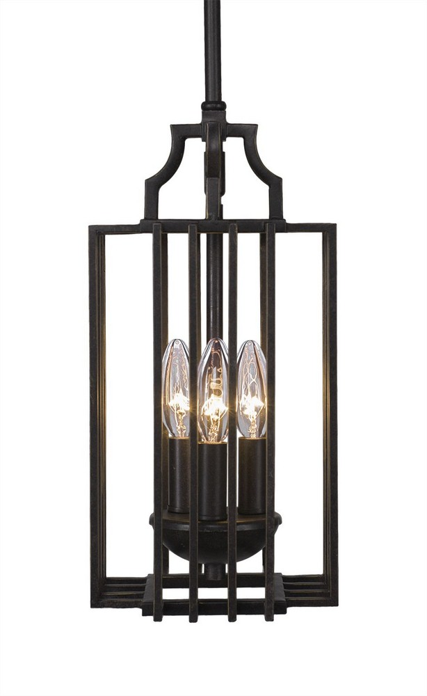 Toltec Lighting-1105-DG-Sky Loft - 3 Light Mini Pendant-14.5 Inches Tall and 7.25 Inches Wide   Dark Granite Finish