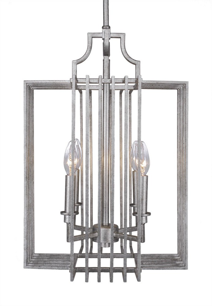 Toltec Lighting-1106-AS-Sky Loft - 4 Light Chandelier-21 Inches Tall and 14.25 Inches Wide Aged Silver  Dark Granite Finish