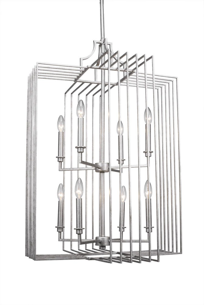 Toltec Lighting-1108-AS-Sky Loft - 8 Light Chandelier-36 Inches Tall and 24.5 Inches Wide Aged Silver  Dark Granite Finish