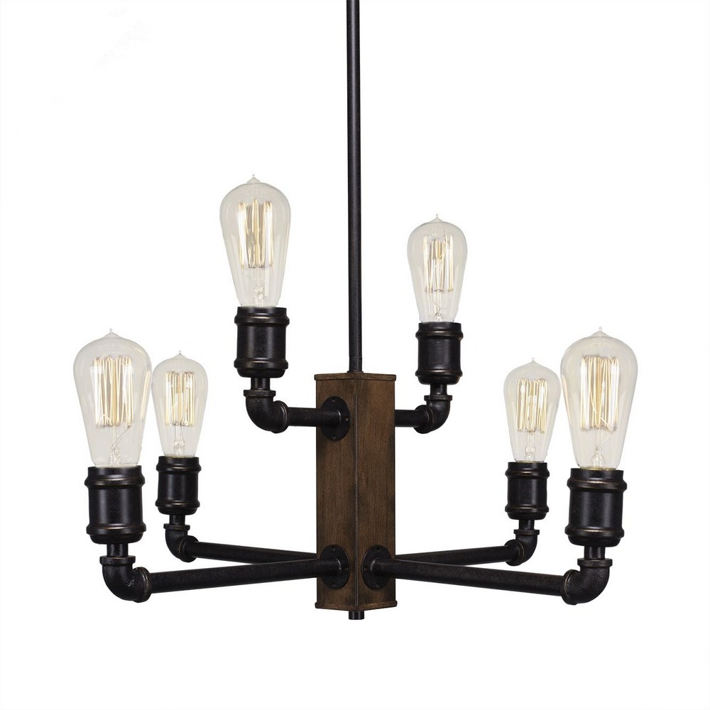 Toltec Lighting-1139-AT18-Portland - 6 Light Chandelier-14.5 Inches Tall and 22.5 Inches Wide   Amber Antique Finish