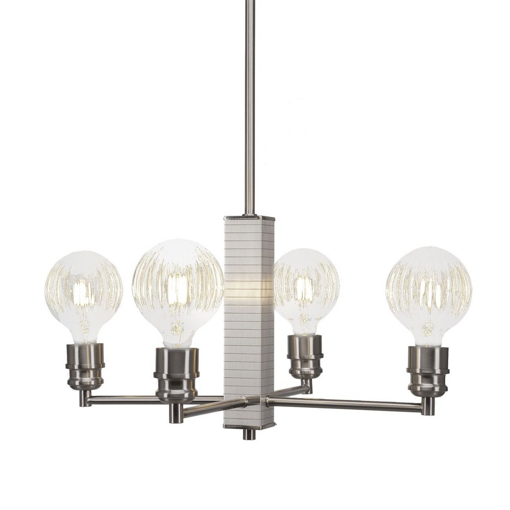 Toltec Lighting-1154-BN-LED45C-Edge - 16W 4 LED Chandelier-13 Inches Tall and 14 Inches Wide   Brushed Nickel Finish