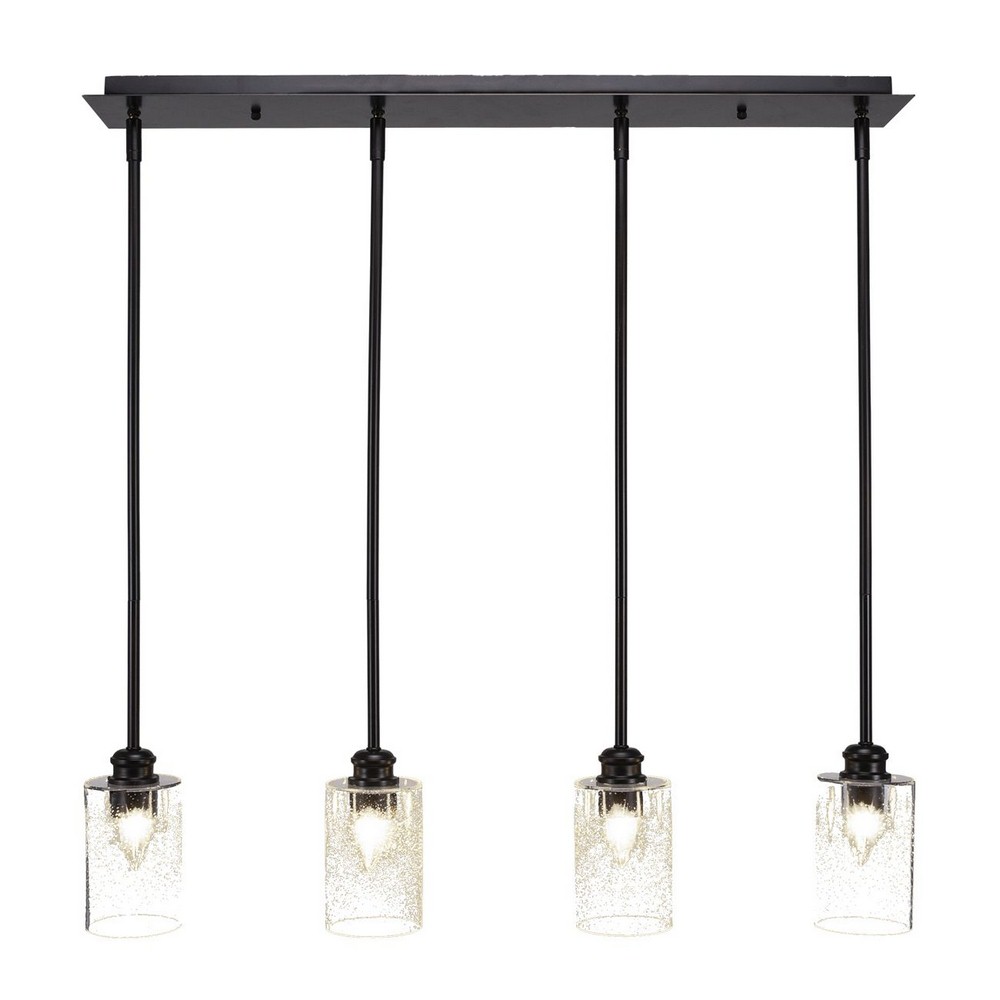 Toltec Lighting-1156-ES-300-Edge - 4 Light Linear Pendalier-9.25 Inches Tall and 3.75 Inches Wide   Espresso Finish with Clear Bubble Glass