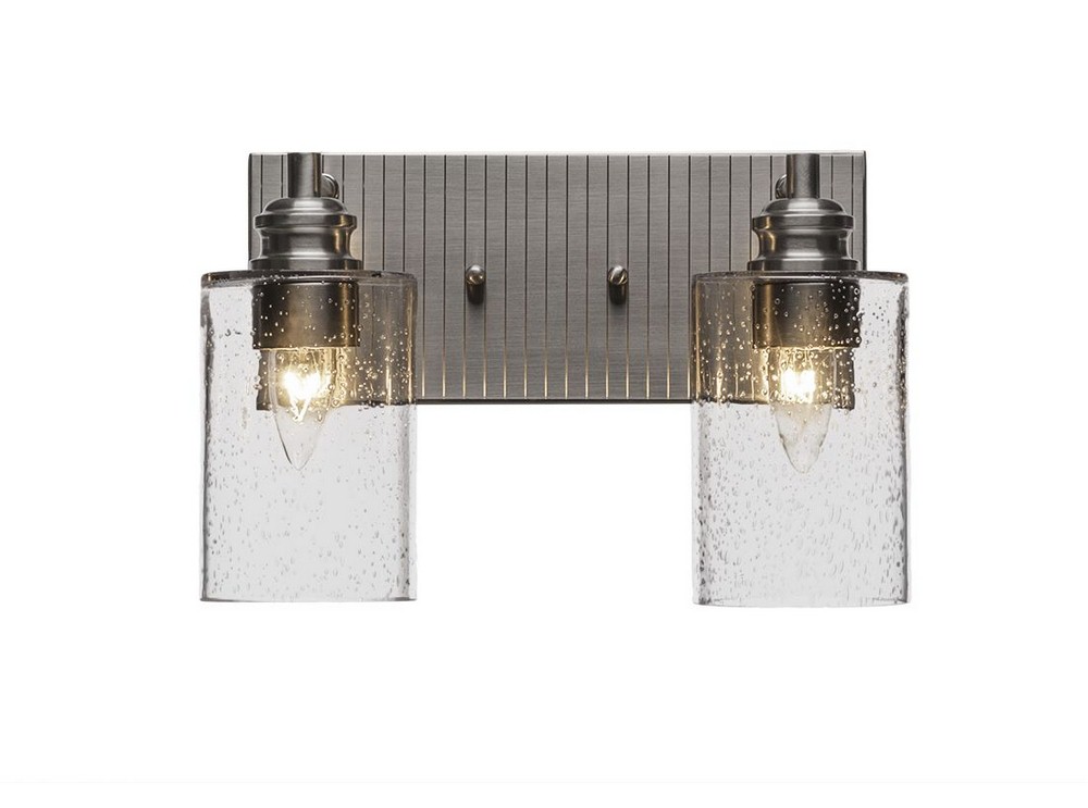 Toltec Lighting-1162-BN-300-Edge - 2 Light Bath Bar-8.5 Inches Tall and Inches Wide Brushed Nickel Clear Bubble Brushed Nickel Finish with Clear Bubble Glass