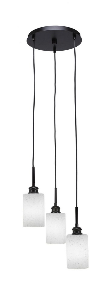 Toltec Lighting-1173-ES-310-Edge - 3 Light Cluster Pendalier-11.75 Inches Tall and 14.75 Inches Wide Espresso White Muslin Brushed Nickel Finish with Gray Matrix Glass