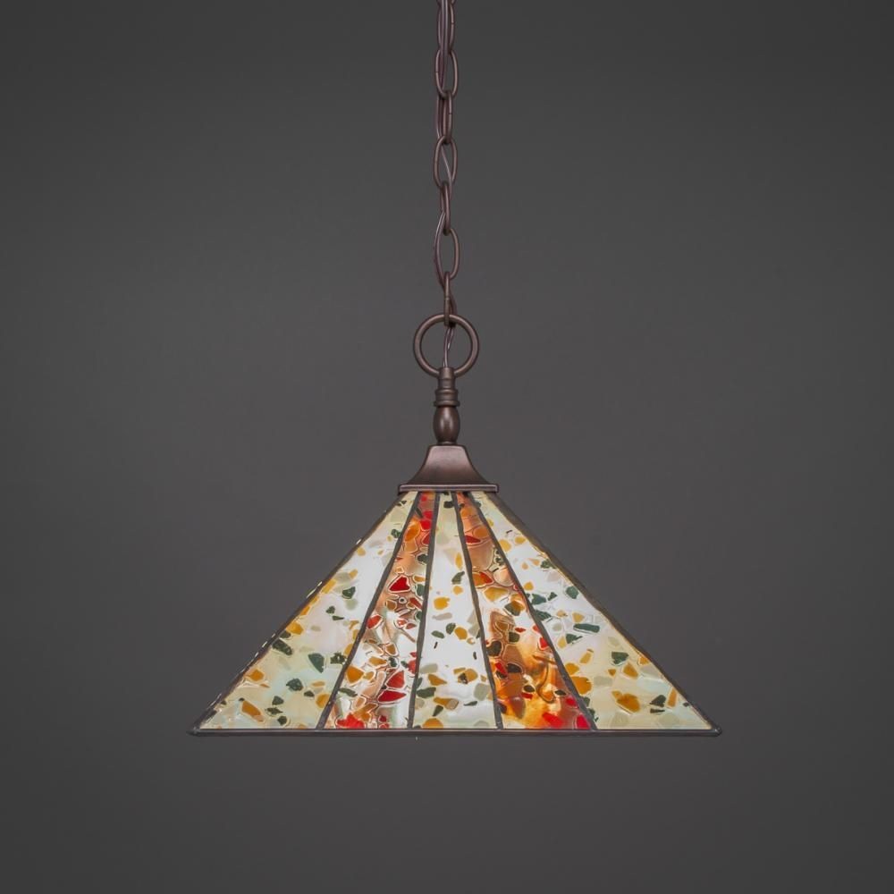 Toltec Lighting-12-BRZ-956-Any - 1 Light Chain Hung Pendant-11.5 Inches Tall and 14 Inches Wide Bronze Fiesta Art Bronze Finish with Purple/Metal Leaf Tiffany Glass