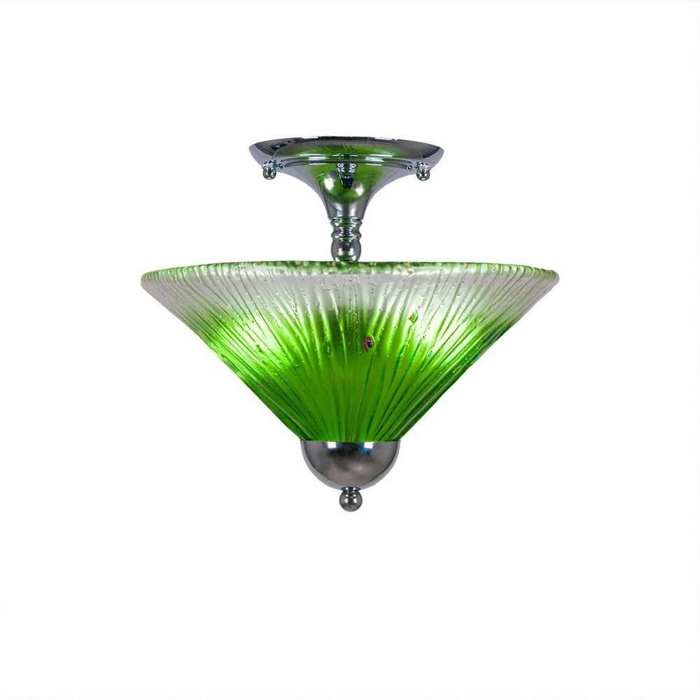 Toltec Lighting-120-CH-447-Any - 2 Light Semi-Flush Mount-11.25 Inches Tall and 12 Inches Wide Chrome Kiwi Green Crystal Any - 2 Light Semi-Flush Mount-11.25 Inches Tall and 12 Inches Wide