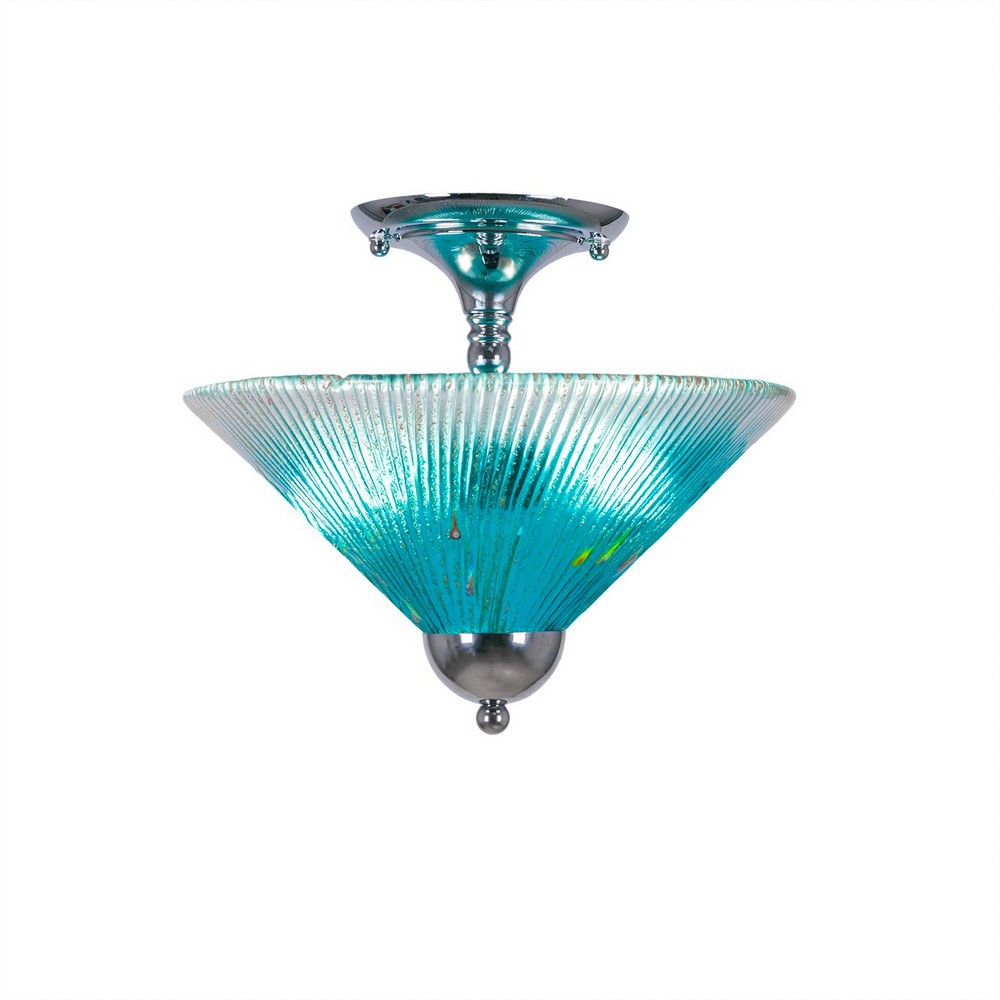 Toltec Lighting-120-CH-448-Any - 2 Light Semi-Flush Mount-11.25 Inches Tall and 12 Inches Wide Chrome Teal Crystal Any - 2 Light Semi-Flush Mount-11.25 Inches Tall and 12 Inches Wide