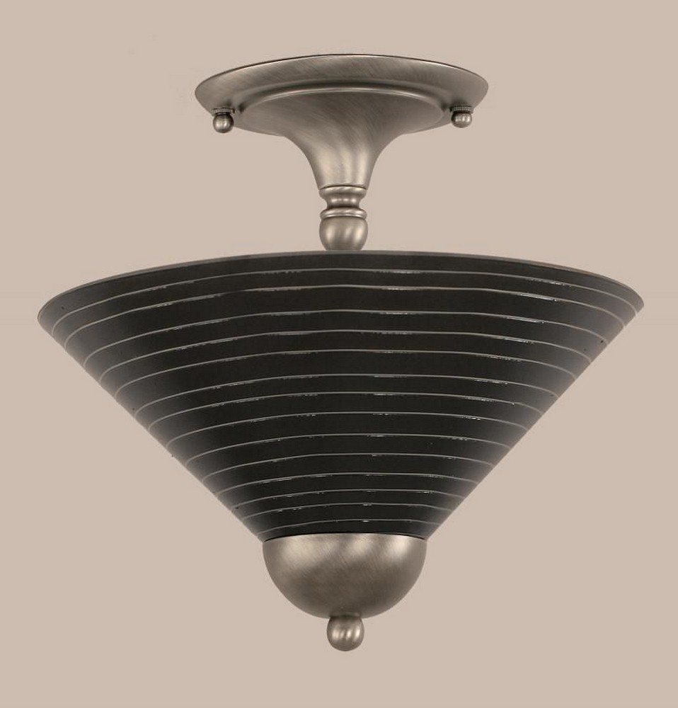 Toltec Lighting-120-BN-442-Any - 2 Light Semi-Flush Mount-11.25 Inches Tall and 12 Inches Wide Brushed Nickel Charcoal Spiral Any - 2 Light Semi-Flush Mount-11.25 Inches Tall and 12 Inches Wide