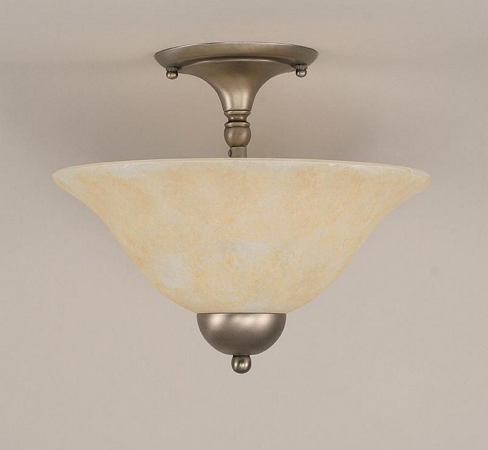 Toltec Lighting-120-BN-523-Any - 2 Light Semi-Flush Mount-11.25 Inches Tall and 13.25 Inches Wide Brushed Nickel Amber Marble Any - 2 Light Semi-Flush Mount-11.25 Inches Tall and 13.25 Inches Wide