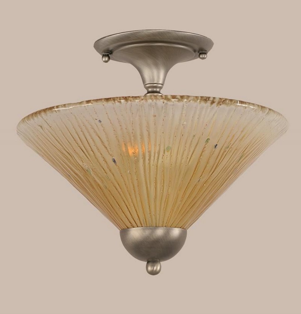 Toltec Lighting-120-BN-700-Any - 2 Light Semi-Flush Mount-11.25 Inches Tall and 12 Inches Wide Brushed Nickel Amber Crystal Any - 2 Light Semi-Flush Mount-11.25 Inches Tall and 12 Inches Wide