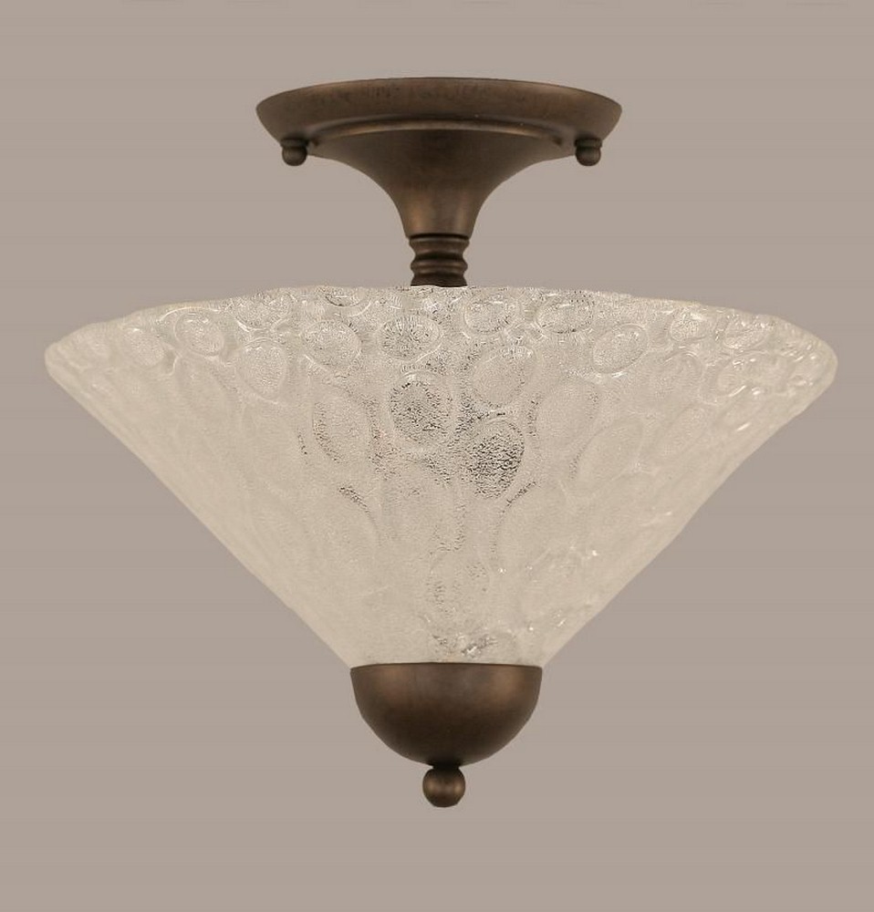 Toltec Lighting-120-BRZ-441-Two Light Semi-Flush Mount-12 Inches Wide by 11.25 Inches High   Bronze Finish with Italian Bubble Glass