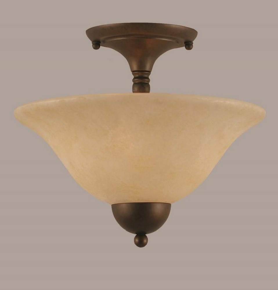 Toltec Lighting-120-BRZ-523-Any - 2 Light Semi-Flush Mount-11.25 Inches Tall and 12 Inches Wide Bronze Amber Marble Any - 2 Light Semi-Flush Mount-11.25 Inches Tall and 12 Inches Wide