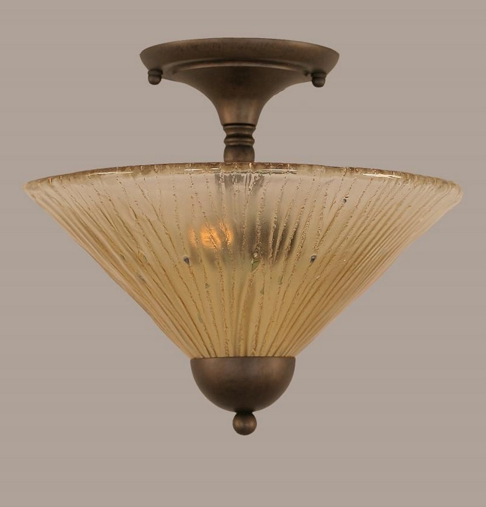 Toltec Lighting-120-BRZ-700-Any - 2 Light Semi-Flush Mount-11.25 Inches Tall and 12 Inches Wide Bronze Amber Crystal Any - 2 Light Semi-Flush Mount-11.25 Inches Tall and 12 Inches Wide