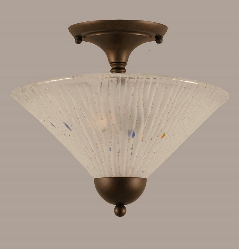 Toltec Lighting-120-BRZ-701-Any - 2 Light Semi-Flush Mount-11.25 Inches Tall and 12 Inches Wide Bronze Frosted Crystal Any - 2 Light Semi-Flush Mount-11.25 Inches Tall and 12 Inches Wide