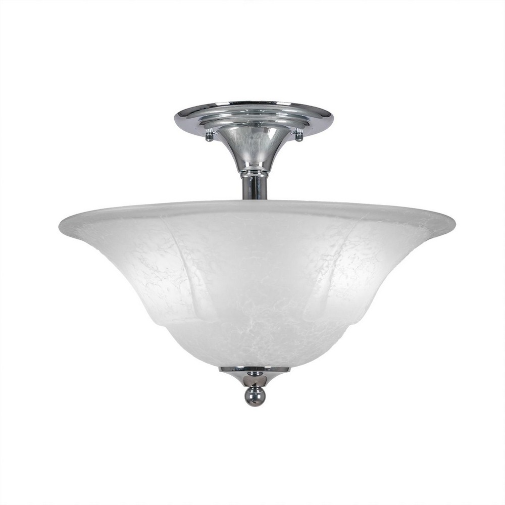 Toltec Lighting-121-CH-53615-Any - 2 Light Semi-Flush Mount-12.75 Inches Tall and 16 Inches Wide Chrome White Marble Bronze Finish with Chocolate Icing Glass