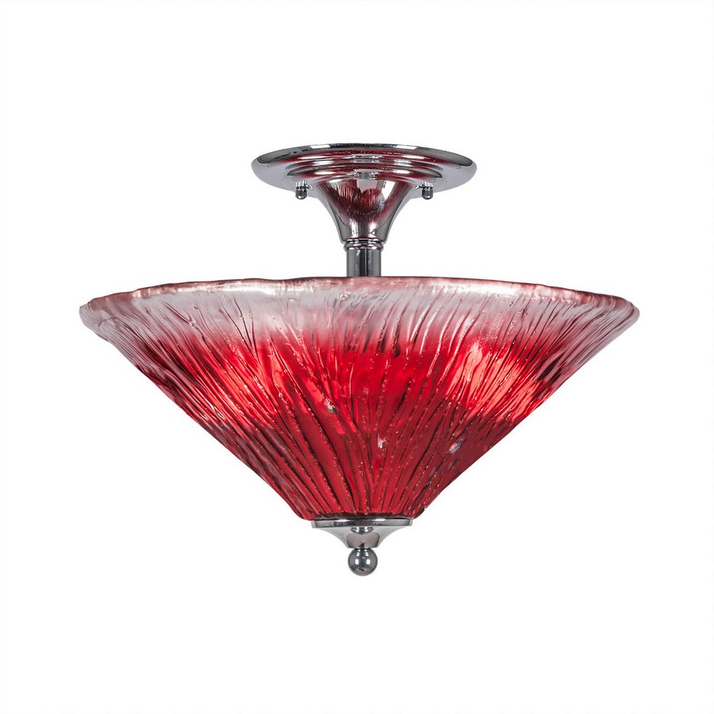 Toltec Lighting-121-CH-716-Any - 2 Light Semi-Flush Mount-12.75 Inches Tall and 16 Inches Wide Chrome Raspberry Crystal Bronze Finish with Chocolate Icing Glass