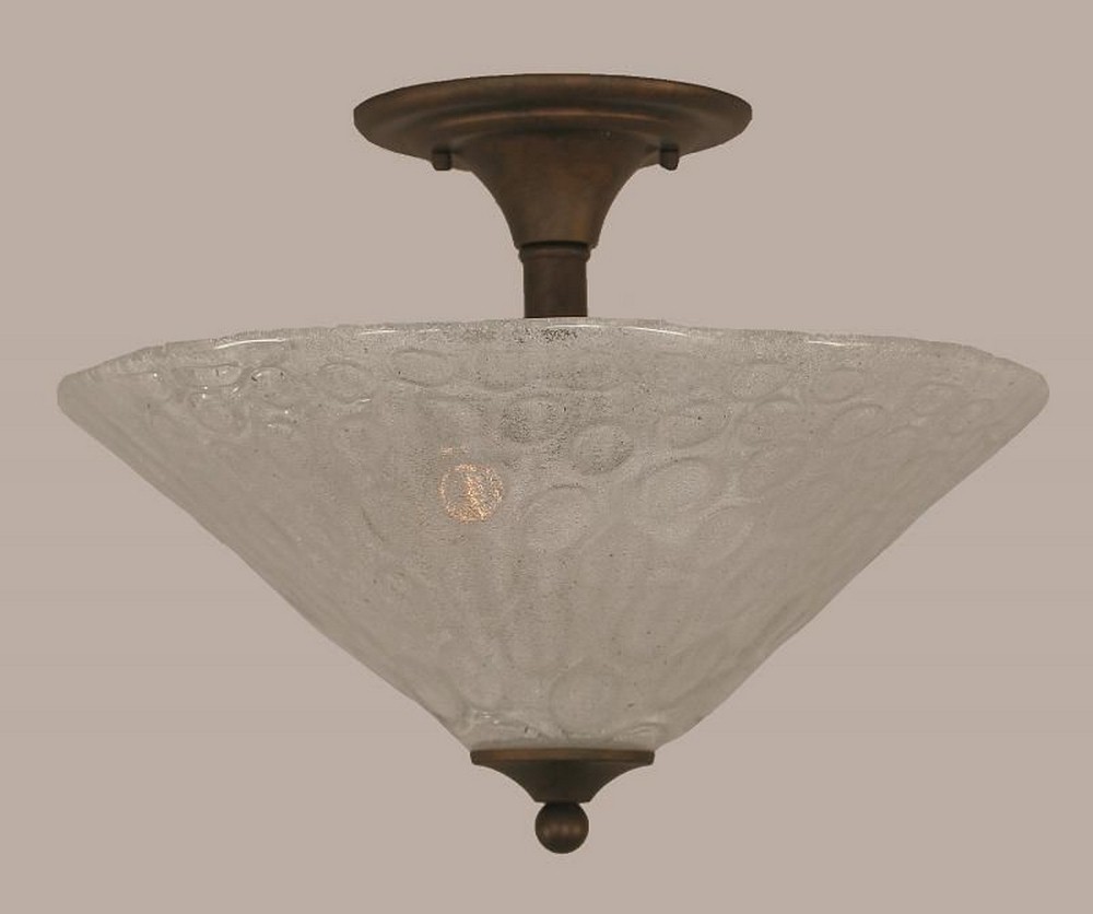 Toltec Lighting-121-BRZ-411-Two Light Semi-Flush Mount-16 Inches Wide by 12.75 Inches High   Bronze Finish with Italian Bubble Glass