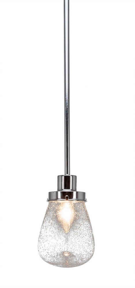 Toltec Lighting-1230-CH-471-Meridian - 1 Light Mini Pendant-7.75 Inches Tall and 5 Inches Wide Chrome Clear Bubble Dark Granite Finish with Clear Bubble Glass