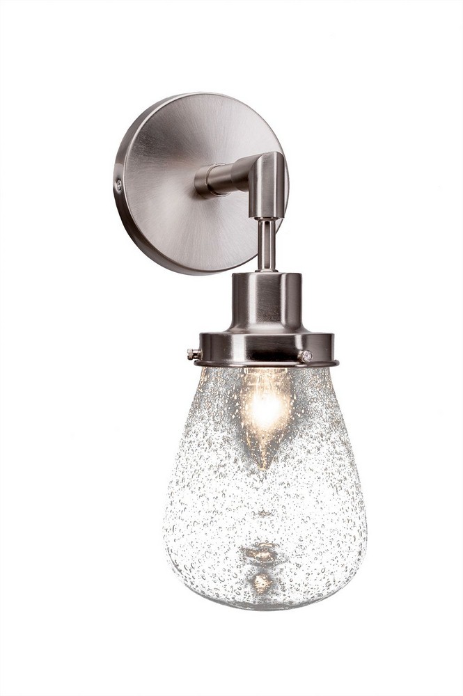 Toltec Lighting-1231-BN-471-Meridian - 1 Light Wall Sconce-12.75 Inches Tall and 5 Inches Wide Brushed Nickel Clear Bubble Dark Granite Finish with Clear Bubble Glass