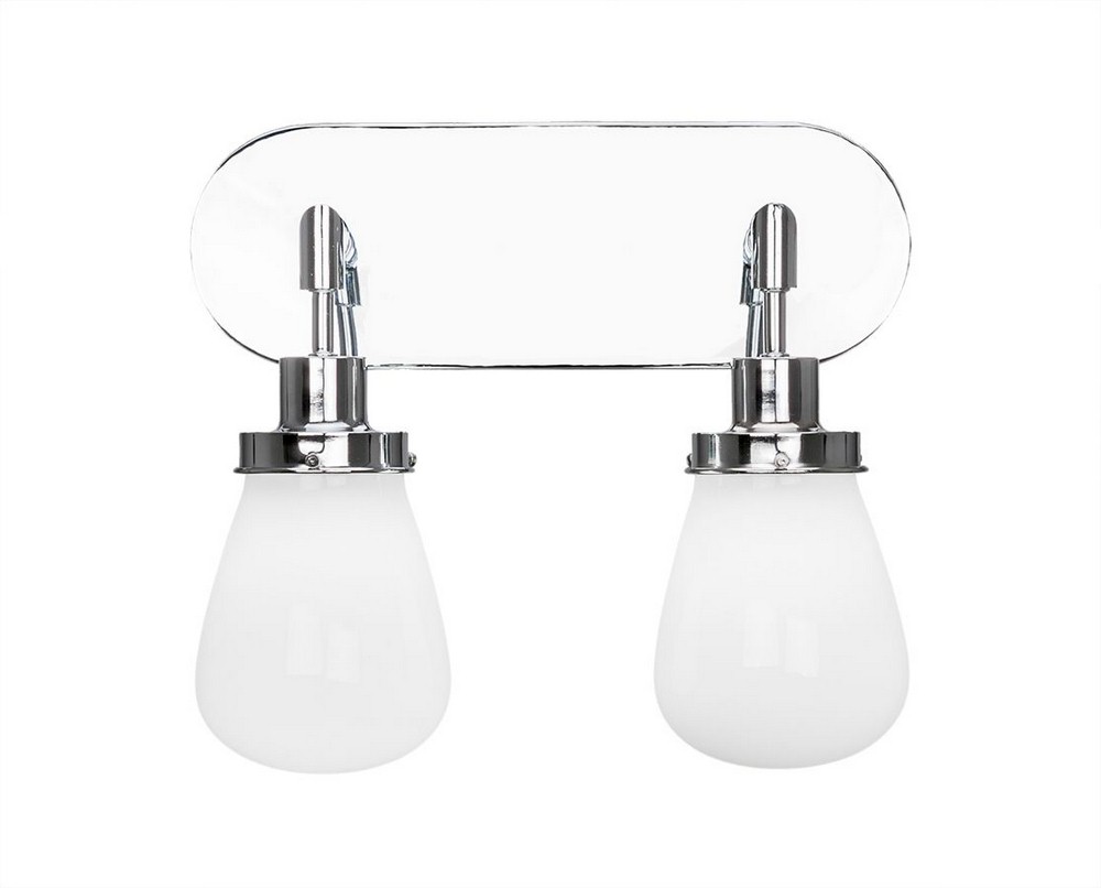 Toltec Lighting-1232-CH-470-Meridian - 2 Light Bath Bar-12.75 Inches Tall and Inches Wide Chrome White Dark Granite Finish with Clear Bubble Glass