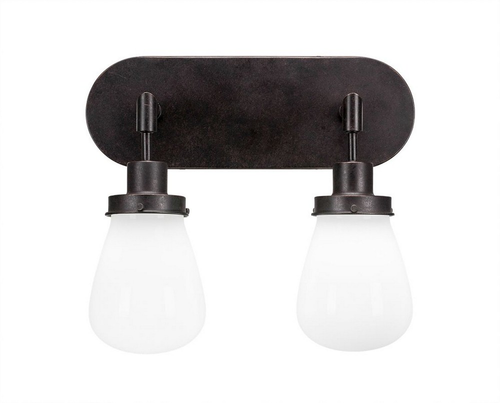 Toltec Lighting-1232-DG-470-Meridian - 2 Light Bath Bar-12.75 Inches Tall and Inches Wide Dark Granite White Dark Granite Finish with Clear Bubble Glass