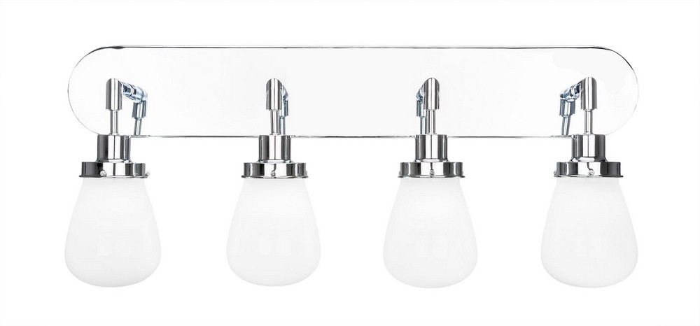 Toltec Lighting-1234-CH-470-Meridian - 4 Light Bath Bar-12.75 Inches Tall and Inches Wide Chrome White Meridian - 4 Light Bath Bar-12.75 Inches Tall and Inches Wide